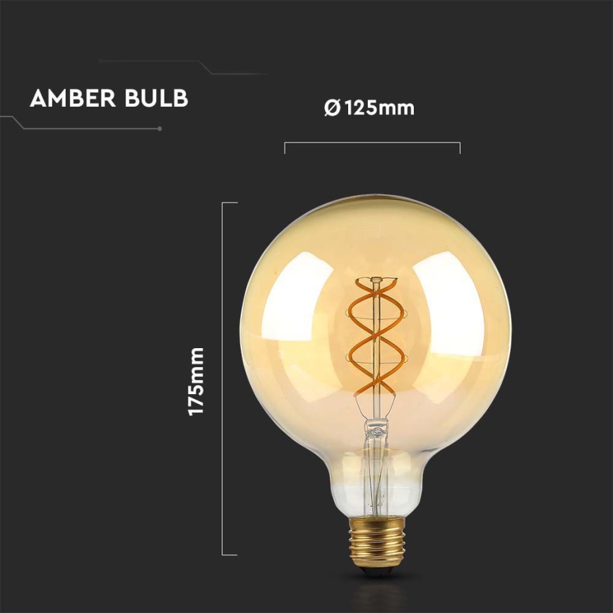 LED glödlampa FILAMENT G125 E27/5W/230V 1800K