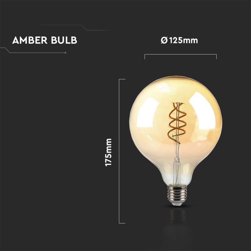 LED glödlampa FILAMENT G125 E27/6W/230V 1800K