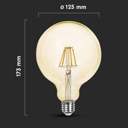 LED glödlampa FILAMENT G125 E27/6W/230V 2200K