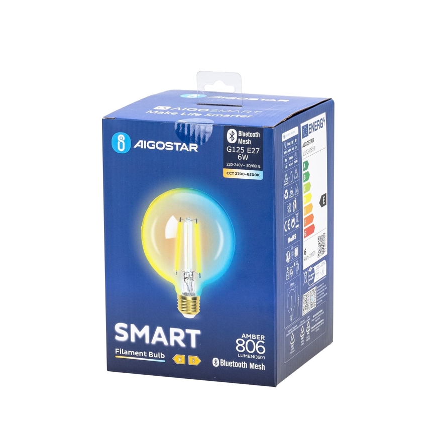 LED Ljusreglerad glödlampa FILAMENT MESH Smart G125 E27/6W/230V 2700-6500K - Aigostar
