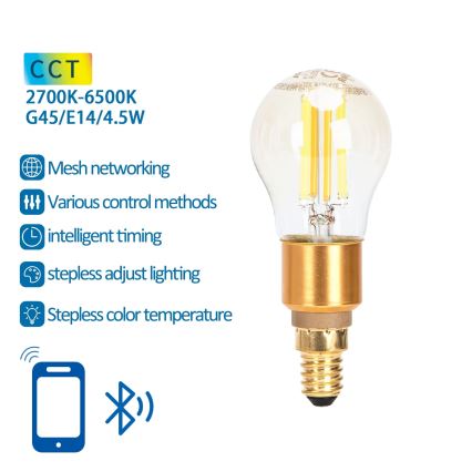 LED Ljusreglerad glödlampa FILAMENT MESH Smart G45 E14/4,5W/230V 2700-6500K - Aigostar
