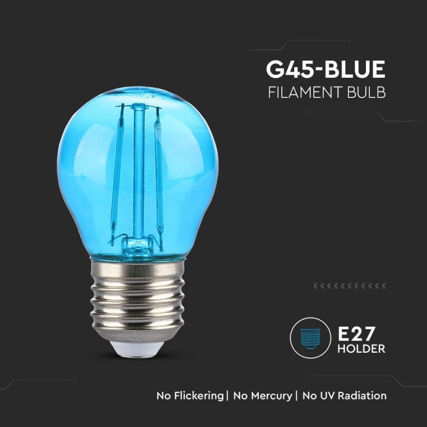 LED glödlampa FILAMENT G45 E27/2W/230V blå