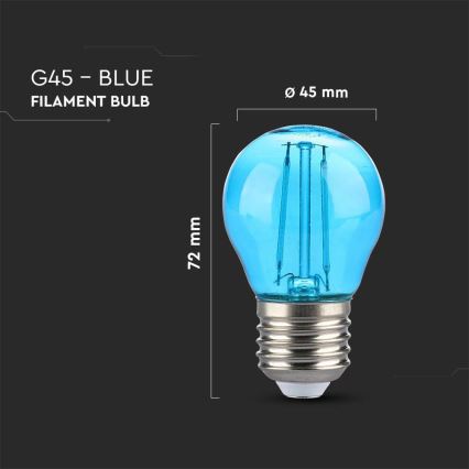 LED glödlampa FILAMENT G45 E27/2W/230V blå