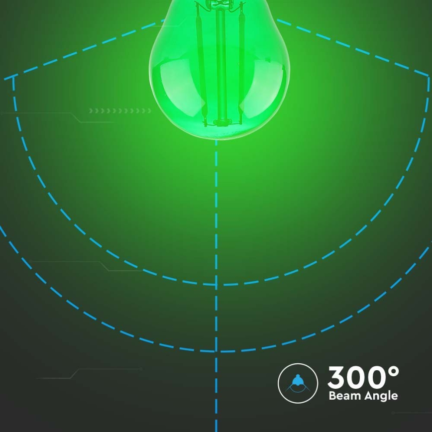 LED glödlampa FILAMENT G45 E27/2W/230V grön