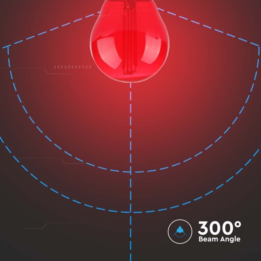 LED glödlampa FILAMENT G45 E27/2W/230V röd