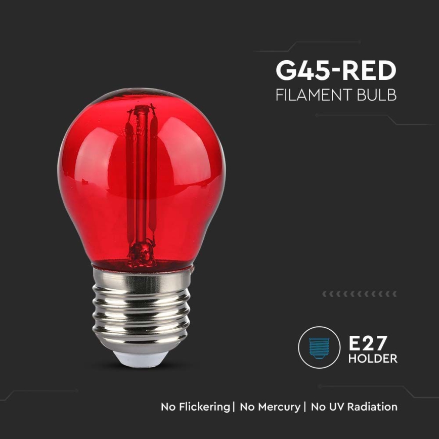 LED glödlampa FILAMENT G45 E27/2W/230V röd