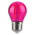 LED glödlampa FILAMENT G45 E27/2W/230V rosa