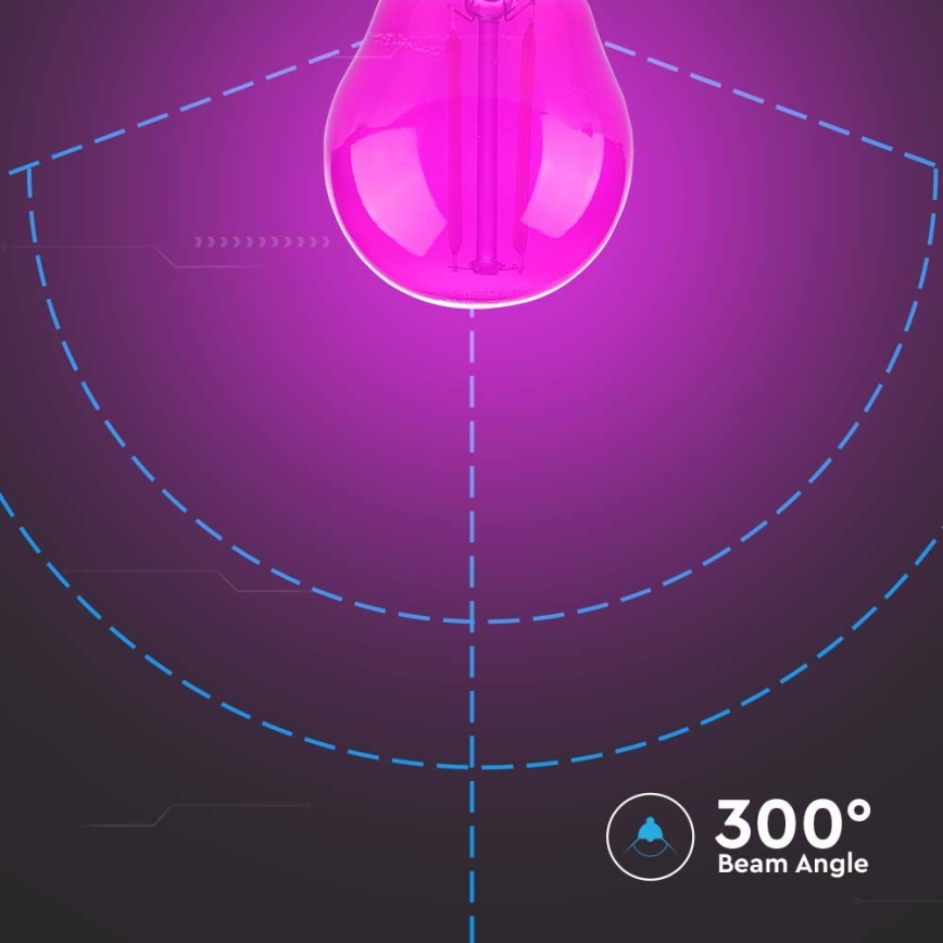 LED glödlampa FILAMENT G45 E27/2W/230V rosa