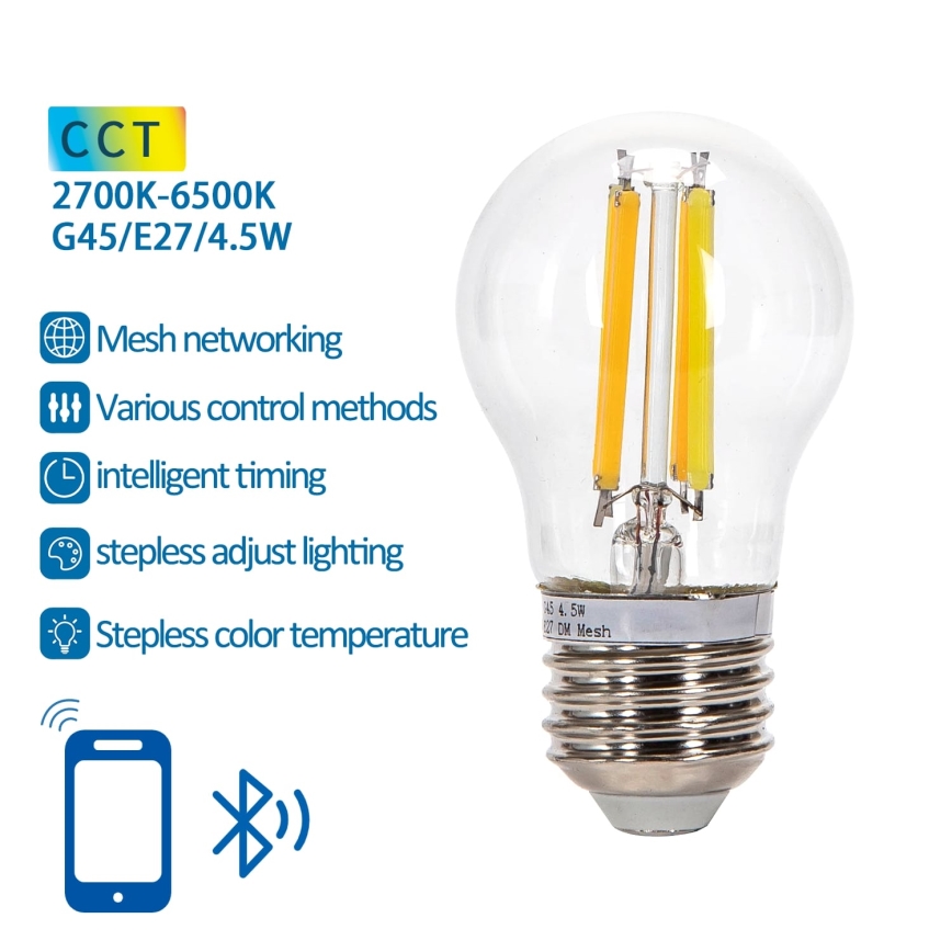 LED Ljusreglerad glödlampa FILAMENT MESH Smart G45 E27/4,5W/230V 2700-6500K - Aigostar
