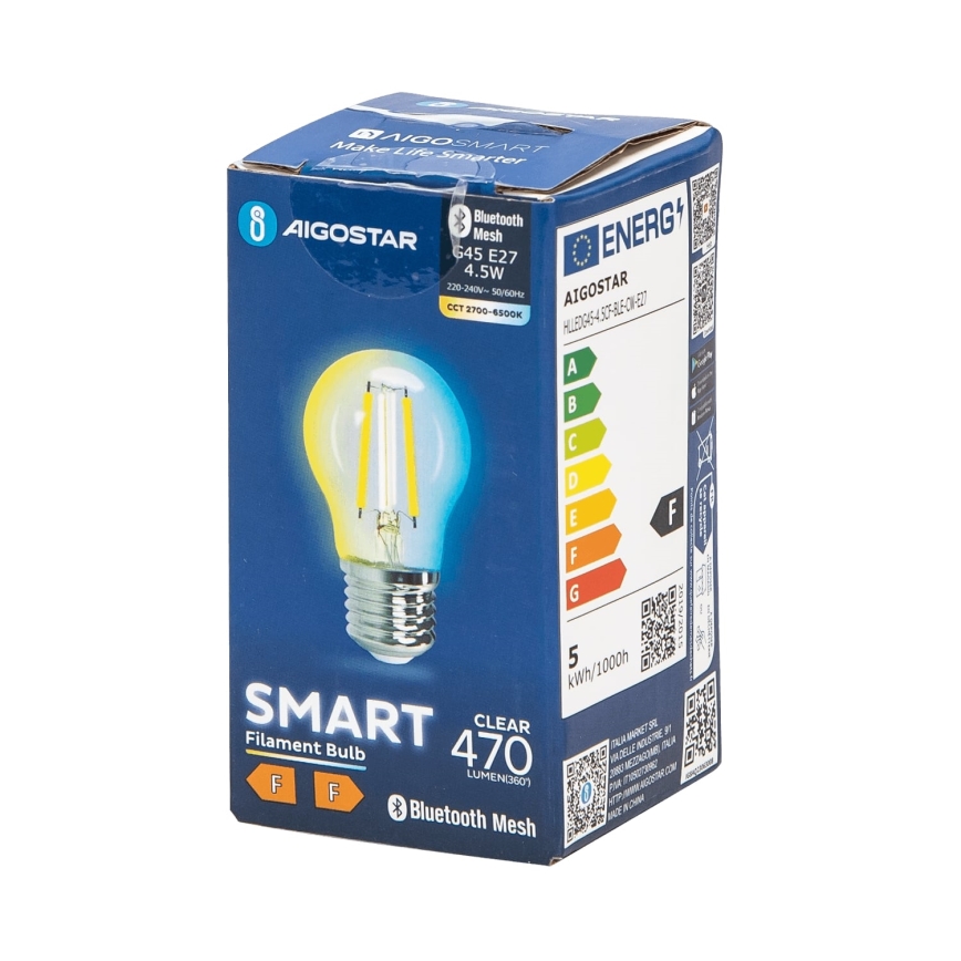 LED Ljusreglerad glödlampa FILAMENT MESH Smart G45 E27/4,5W/230V 2700-6500K - Aigostar