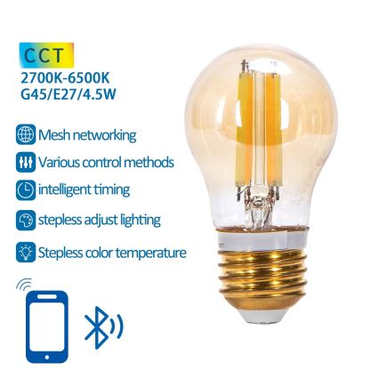 LED Ljusreglerad glödlampa FILAMENT MESH Smart G45 E27/4,5W/230V 2700-6500K - Aigostar