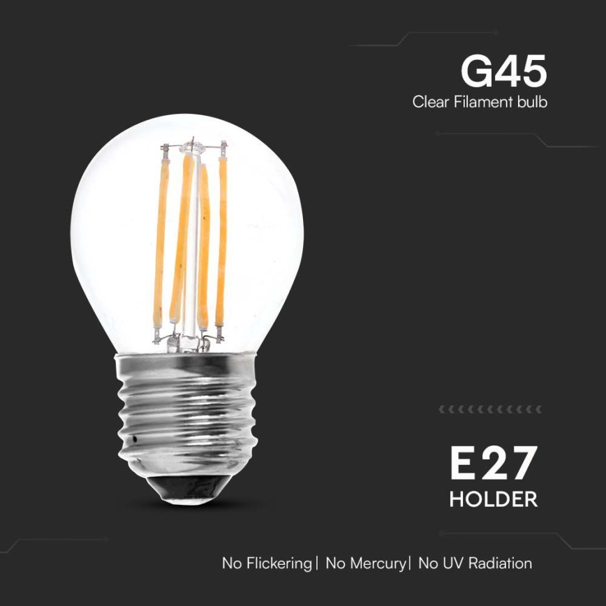 LED glödlampa FILAMENT G45 E27/6W/230V 4000K