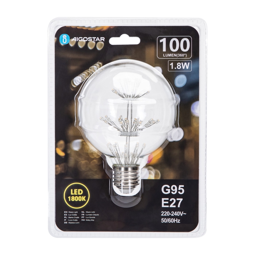 LED glödlampa FILAMENT G95 E27/1,8W/230V 1800K - Aigostar