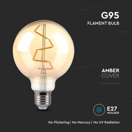 LED glödlampa FILAMENT G95 E27/4W/230V 2200K
