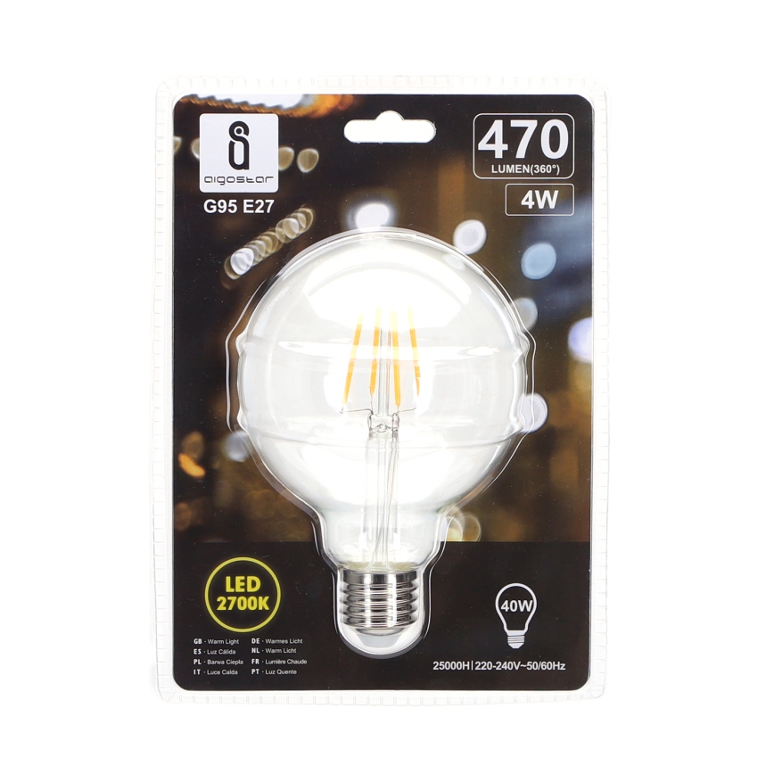 LED glödlampa FILAMENT G95 E27/4W/230V 2700K - Aigostar