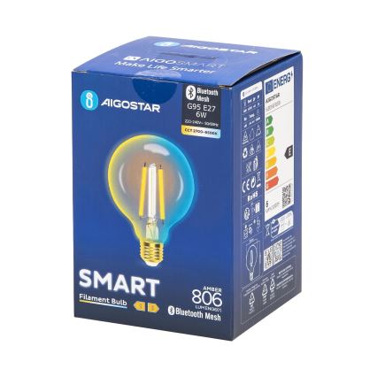 LED Ljusreglerad glödlampa FILAMENT MESH Smart G95 E27/6W/230V 2700-6500K - Aigostar
