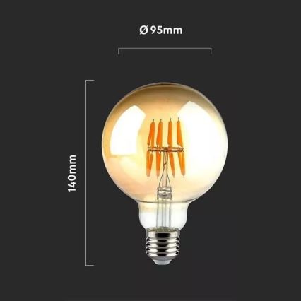 LED glödlampa FILAMENT G95 E27/8W/230V 2200K