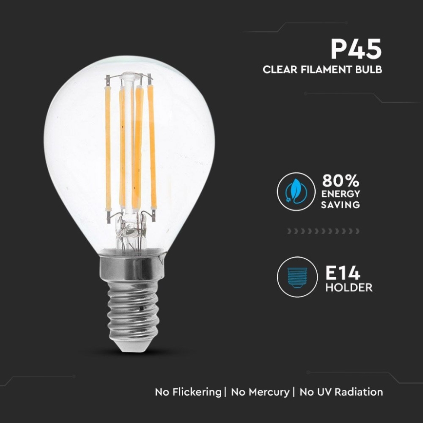 LED glödlampa FILAMENT P45 E14/4W/230V 4000K