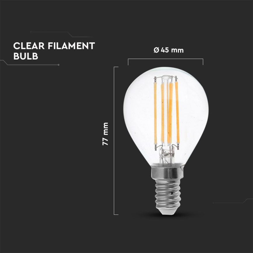 LED glödlampa FILAMENT P45 E14/4W/230V 4000K