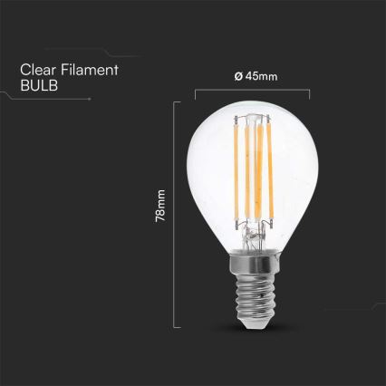 LED glödlampa FILAMENT P45 E14/6W/230V 6500K