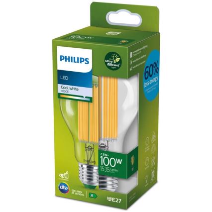LED glödlampa FILAMENT Philips A60 E27/7,3W/230V 4000K
