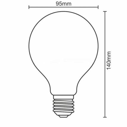 LED glödlampa FILAMENT SHAPE G95 E27/4W/230V 1800K gul