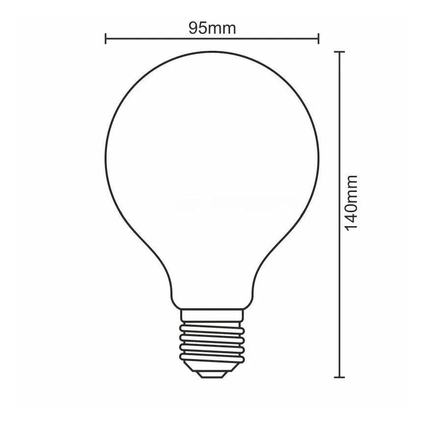 LED glödlampa FILAMENT SHAPE G95 E27/4W/230V 1800K gul