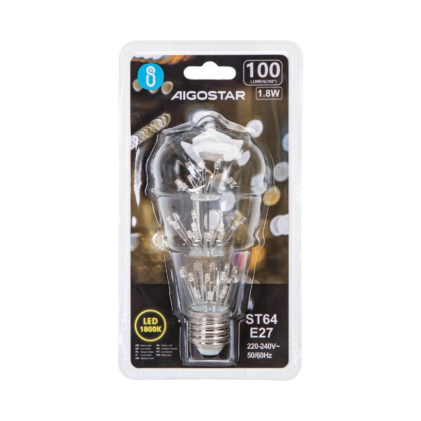 LED glödlampa FILAMENT ST64 E27/1,8W/230V 1800K - Aigostar