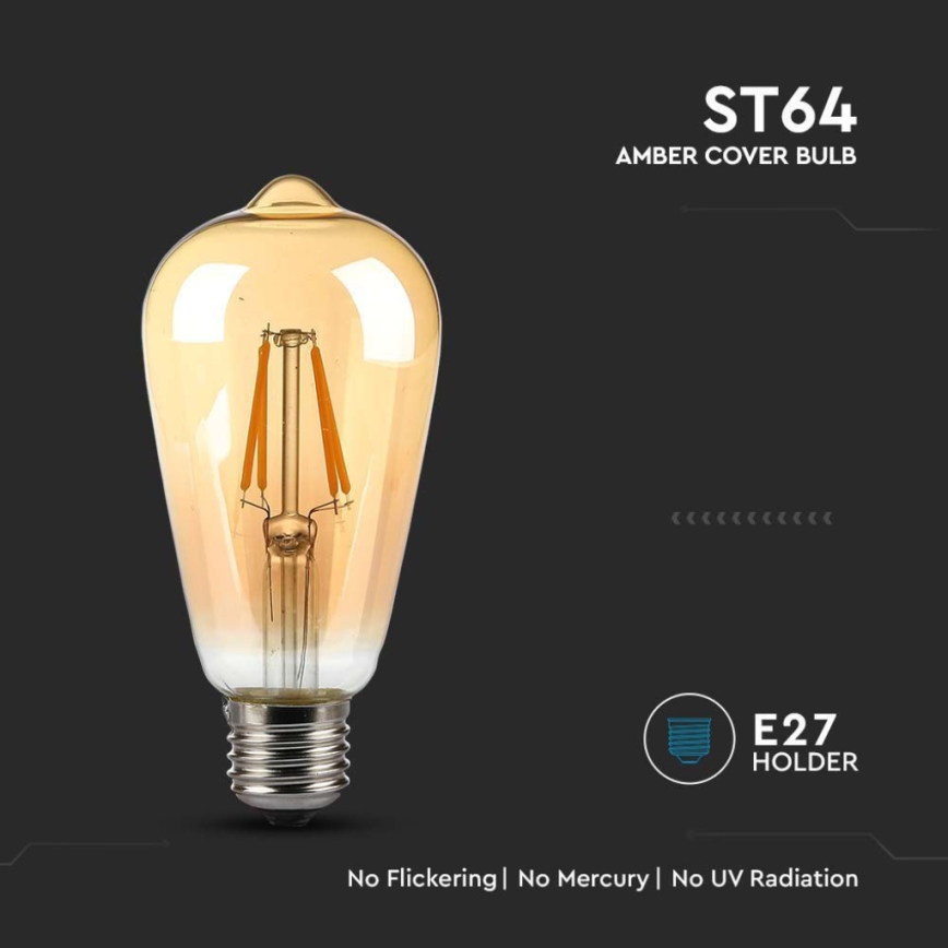LED glödlampa FILAMENT ST64 E27/4W/230V 2200K