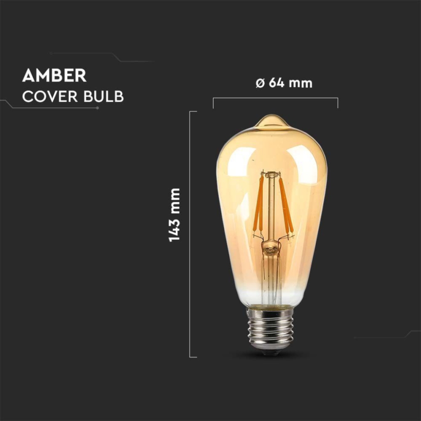 LED glödlampa FILAMENT ST64 E27/4W/230V 2200K