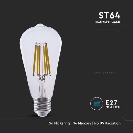 LED glödlampa FILAMENT ST64 E27/4W/230V 3000K