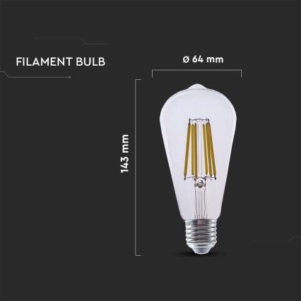 LED glödlampa FILAMENT ST64 E27/4W/230V 3000K