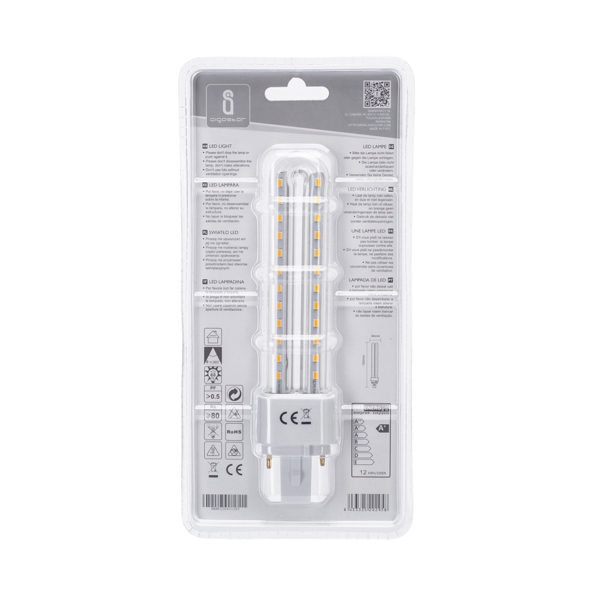 LED glödlampa G24D-3/12W/230V 3000K - Aigostar