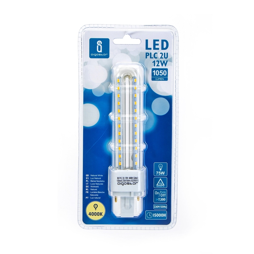 LED glödlampa G24D-3/12W/230V 4000K - Aigostar