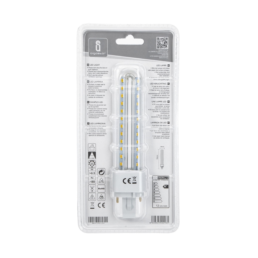 LED glödlampa G24D-3/12W/230V 4000K - Aigostar