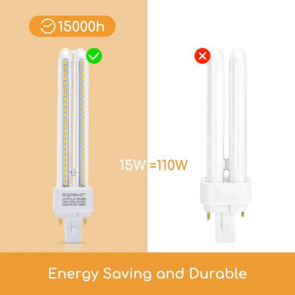 LED glödlampa G24D-3/15W/230V 4000K - Aigostar