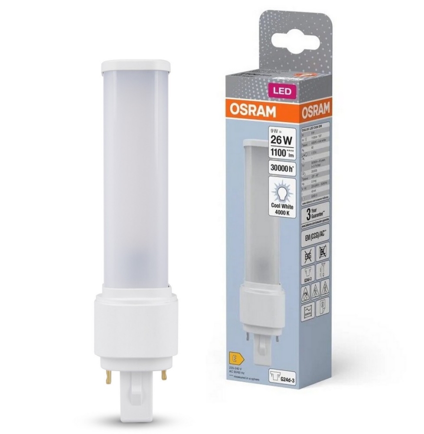 LED glödlampa G24d-3/9W/230V 4000K - Osram