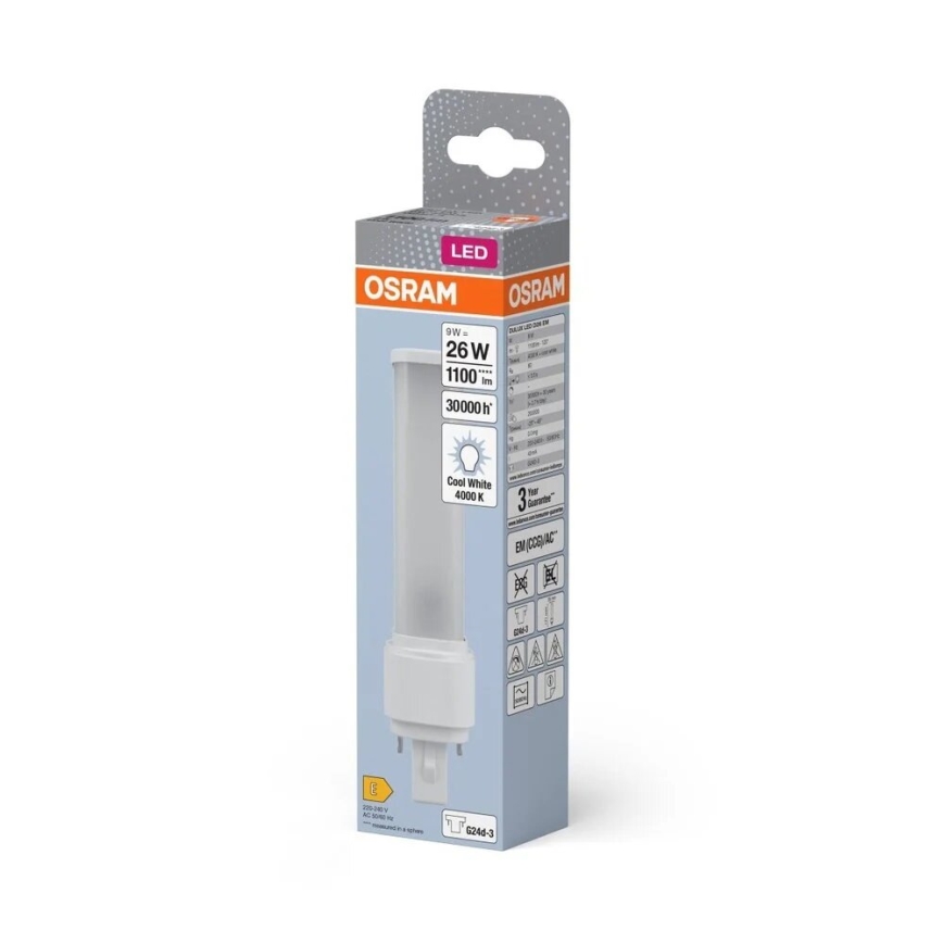 LED glödlampa G24d-3/9W/230V 4000K - Osram