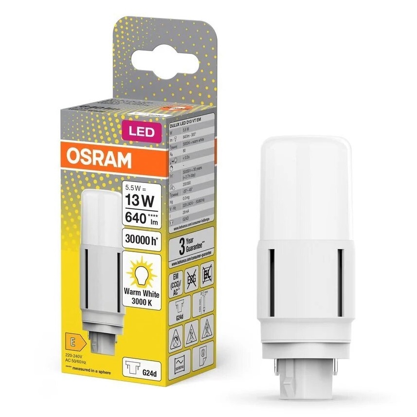 LED glödlampa G24d/5,5W/230V 3000K - Osram