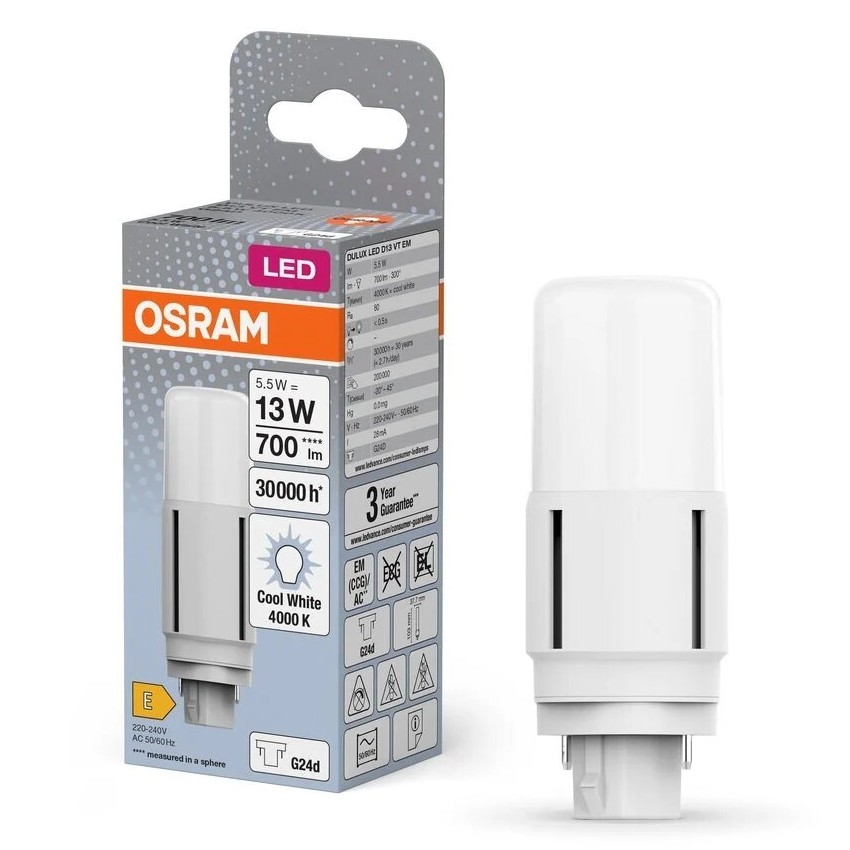 LED glödlampa G24d/5,5W/230V 4000K - Osram