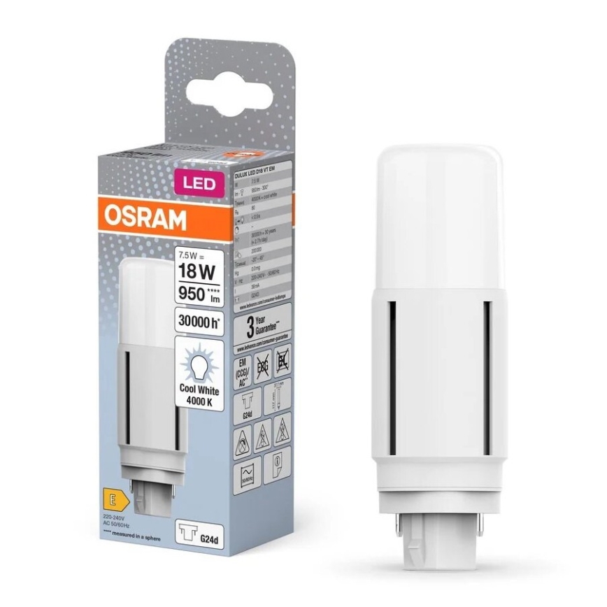 LED glödlampa G24d/7,5W/230V 4000K - Osram