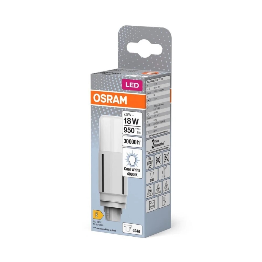 LED glödlampa G24d/7,5W/230V 4000K - Osram