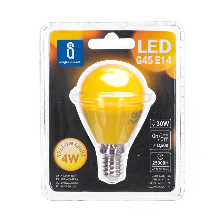 LED Glödlampa G45 E14/4W/230V gul - Aigostar