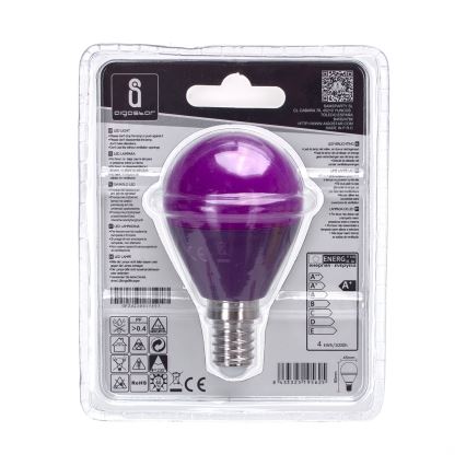LED Glödlampa G45 E14/4W/230V lila- Aigostar