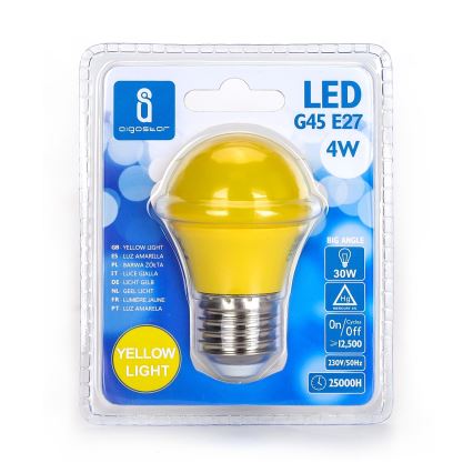 LED Glödlampa G45 E27/4W/230V gul- Aigostar