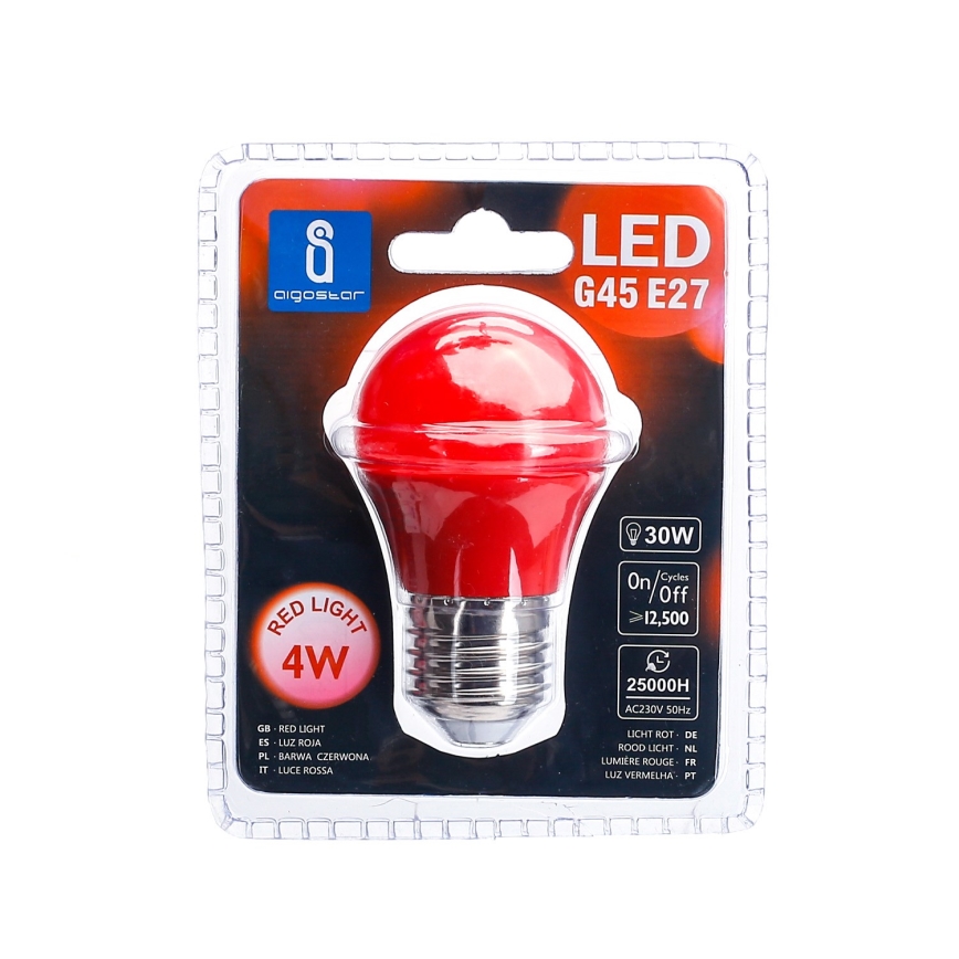LED Glödlampa G45 E27/4W/230V röd- Aigostar