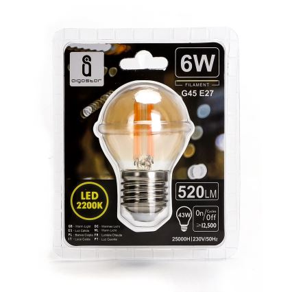 LED glödlampa G45 E27/6W/230V 2200K - Aigostar