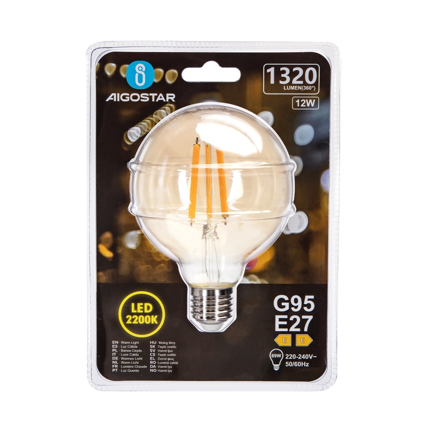 LED glödlampa G95 E27/12W/230V 2200K - Aigostar