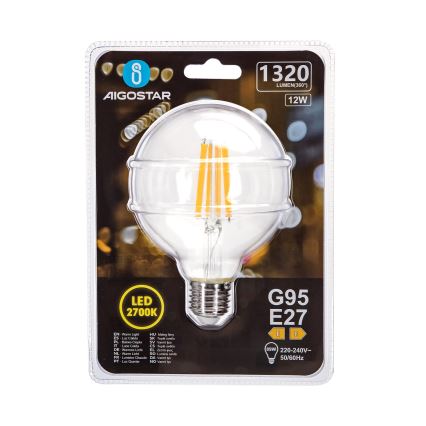 LED glödlampa G95 E27/12W/230V 2700K - Aigostar