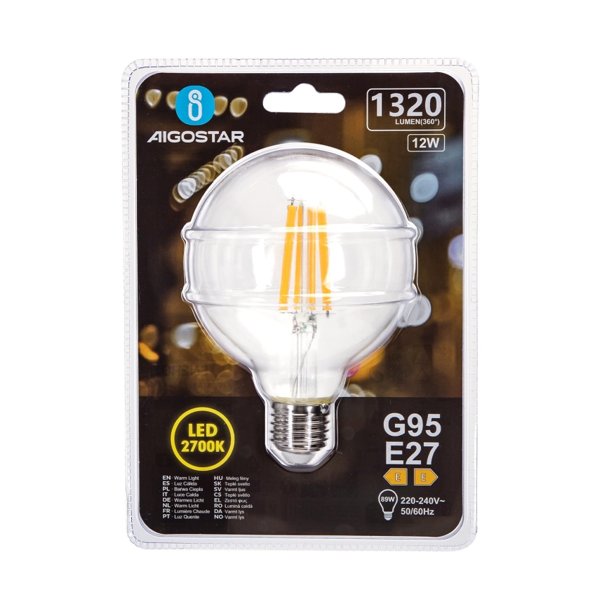 LED glödlampa G95 E27/12W/230V 2700K - Aigostar